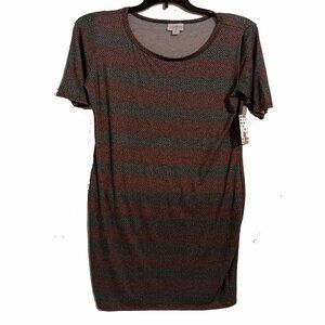 Lularo NWT Short Sleeve Brown and Green Dress Size Medium